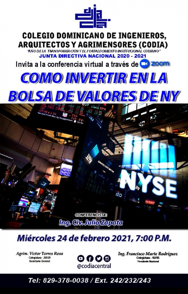 Conferencia Virtual &quot;Como Invertir en la Bolsa de Valores de New York&quot;.