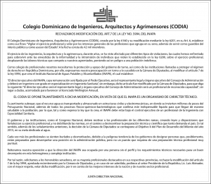 Pedimos a los senadores no aprobar modificación a la ley del INAPA y si así fuere solicita al Presidente Abinader que la Vete