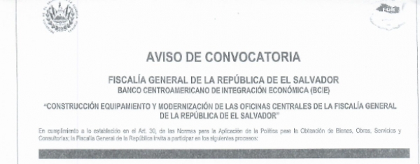 Licitación Publica Internacional Fiscalía  General de la República de  El  Salvador